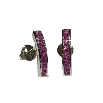 JE0158K - Pink Sapphire Earrings Set in 18K White Gold Setting