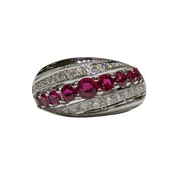 JR0257K - Ruby with Diamond Ring Set in 18K White Gold Setting