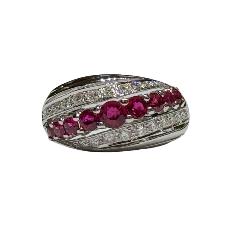 JR0257K - Ruby with Diamond Ring Set in 18K White Gold Setting