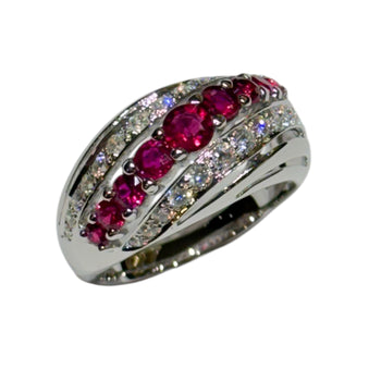 JR0257K - Ruby with Diamond Ring Set in 18K White Gold Setting