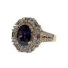 JR0254K - Blue Sapphire with Diamond Ring Set in 18K Gold Setting