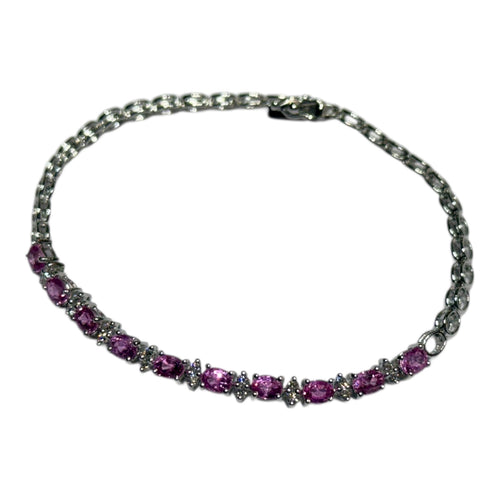 JB0065K - Pink Sapphire with Diamond Bracelet Set in 14K White Gold Setting