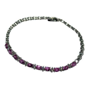 JB0065K - Pink Sapphire with Diamond Bracelet Set in 14K White Gold Setting