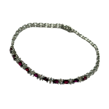 JB0066K - Ruby with Diamond Bracelet Set in 14K White Gold Setting