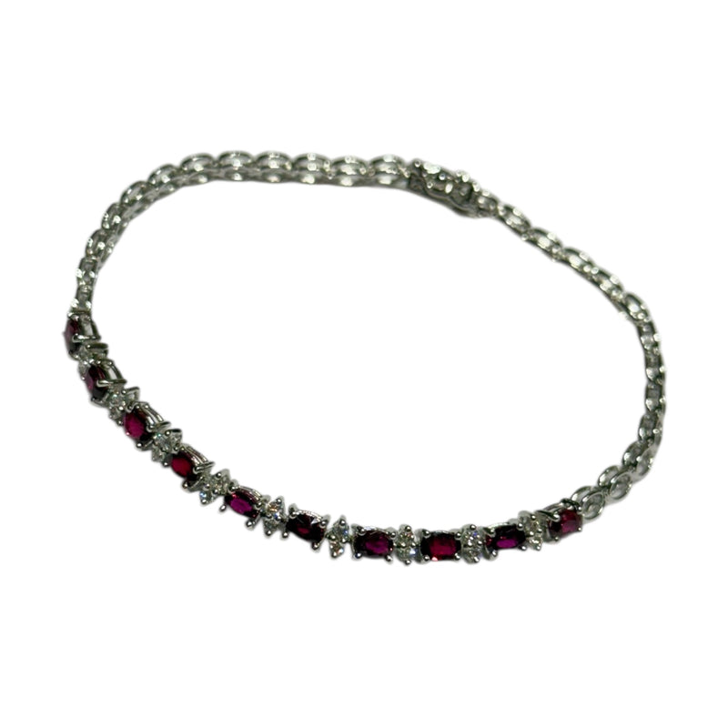 JB0066K - Ruby with Diamond Bracelet Set in 14K White Gold Setting