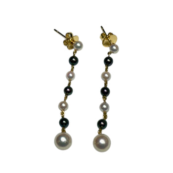 JE0110K - Cultured Pearl Dangling Earrings Set in 18K Gold Setting