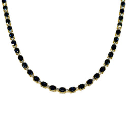JN0028K - Blue Sapphire with Diamond Necklace Set in 18K Gold Setting