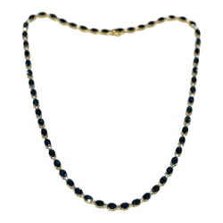 JN0028K - Blue Sapphire with Diamond Necklace Set in 18K Gold Setting