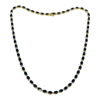 JN0028K - Blue Sapphire with Diamond Necklace Set in 18K Gold Setting