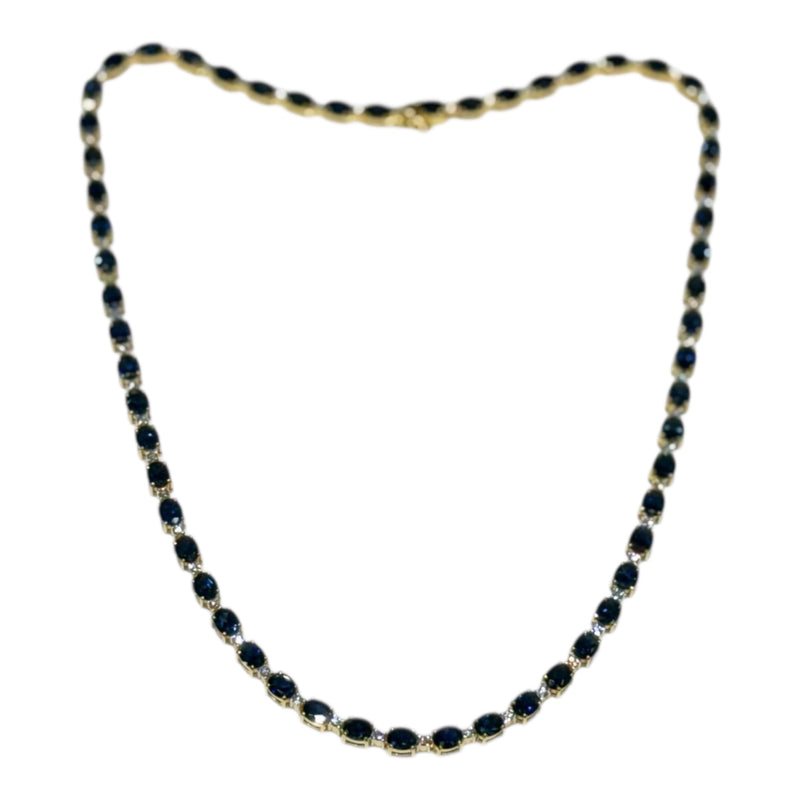 JN0028K - Blue Sapphire with Diamond Necklace Set in 18K Gold Setting