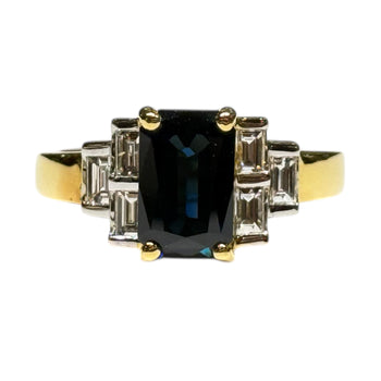 JR0253K - Blue Sapphire with Diamond Ring Set in 18K Gold Setting