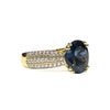 JR0249K - Blue Sapphire with Diamond Ring Set in 18K Gold Setting