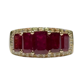 JR0241K - Ruby with Diamond Ring Set in 18K Gold Setting