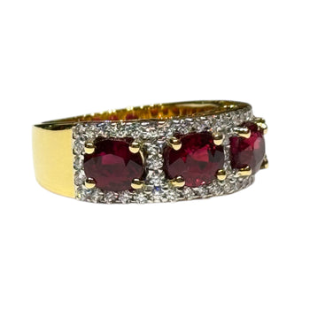 JR0240K - Ruby with Diamond Ring Set in 18K Gold Setting