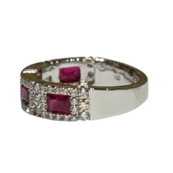 JR0196K - Ruby with Diamond Ring Set in 18K White Gold Setting