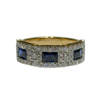 JR0166K - Blue Sapphire with Diamond Ring Set in 18K Gold Setting