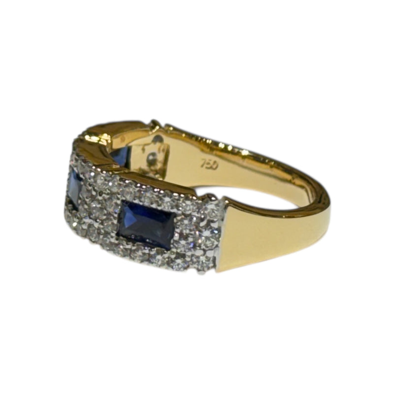 JR0166K - Blue Sapphire with Diamond Ring Set in 18K Gold Setting