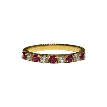 JR0178K - Ruby with Diamond Band Set in 18K Gold Setting