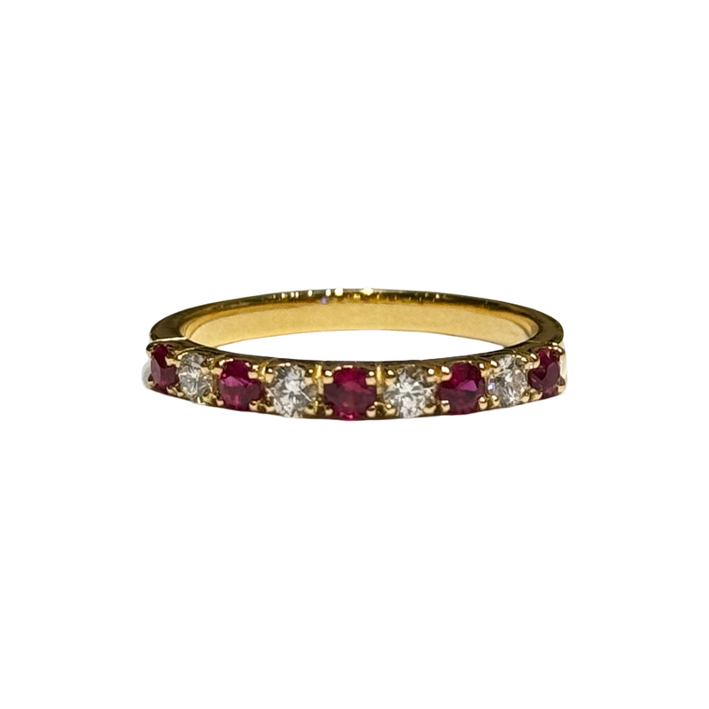 JR0178K - Ruby with Diamond Band Set in 18K Gold Setting