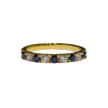 JR0180K - Blue Sapphire with Diamond Band Set in 18K Gold Setting