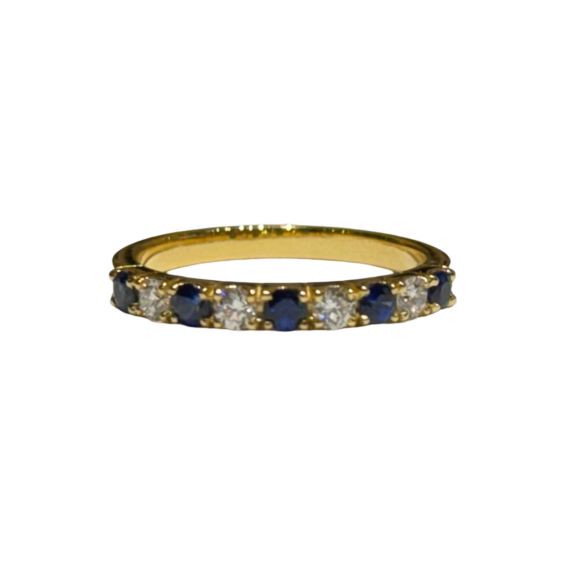 JR0180K - Blue Sapphire with Diamond Band Set in 18K Gold Setting