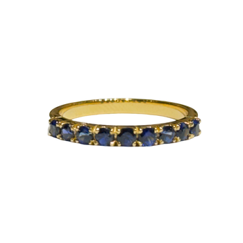 JR0182K - Blue Sapphire Band Set in 18K Gold Setting