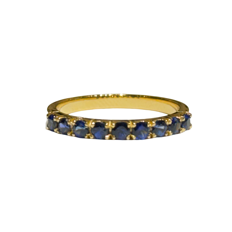 JR0182K - Blue Sapphire Band Set in 18K Gold Setting