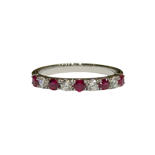 JR0187K - Ruby with Diamond Band Set in 18K White Gold Setting