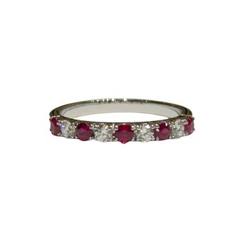 JR0187K - Ruby with Diamond Band Set in 18K White Gold Setting