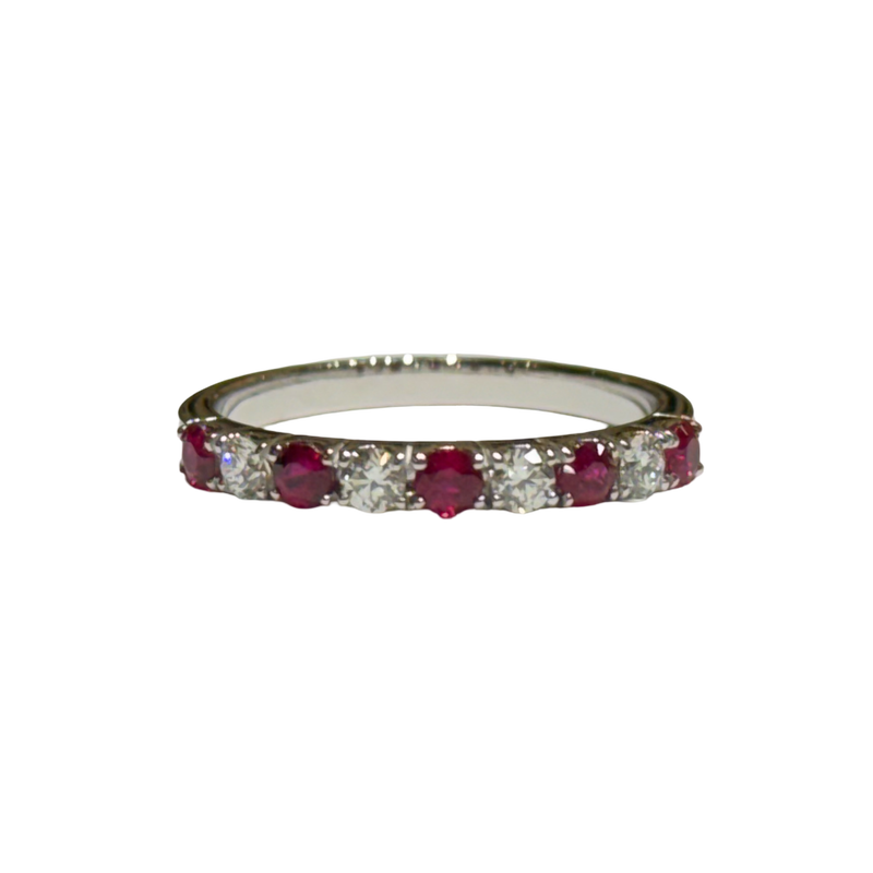 JR0187K - Ruby with Diamond Band Set in 18K White Gold Setting