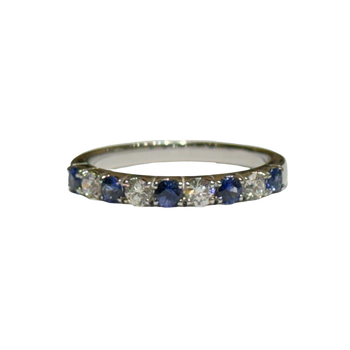 JR0186K - Blue Sapphire with Diamond Band Set in 18K White Gold Setting