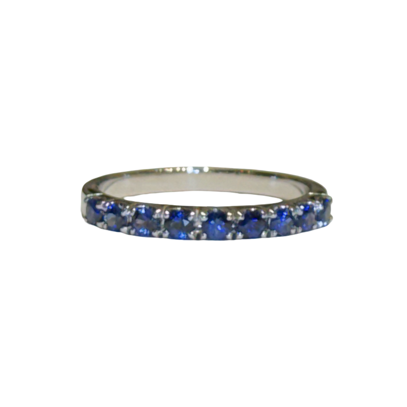 JR0188K - Blue Sapphire Band Set in 18K White Gold Setting