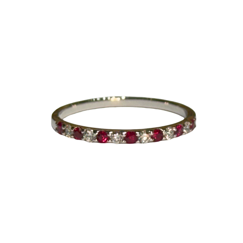 JR0190K - Ruby with Diamond Band Set in 18K White Gold Setting
