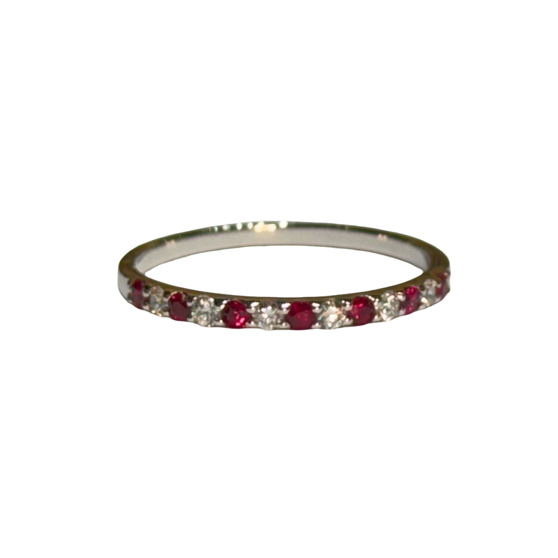 JR0190K - Ruby with Diamond Band Set in 18K White Gold Setting