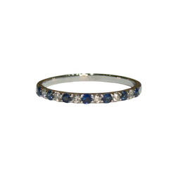 JR0191K - Blue Sapphire with Diamond Band Set in 18K White Gold Setting