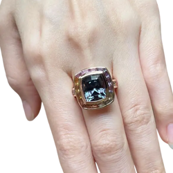 JR0478L - Unheated Tanzanite with Fancy Sapphire Ring set in 18K Rose Gold Setting