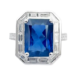 JR0706L - Blue Sapphire with Diamond Ring set in 18K White Gold Setting