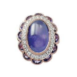 JR0548L - Lavender Jade with Purple Sapphire and Diamond Ring set in 18K Rose Gold Setting
