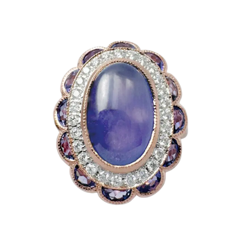 JR0548L - Lavender Jade with Purple Sapphire and Diamond Ring set in 18K Rose Gold Setting