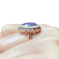 JR0548L - Lavender Jade with Purple Sapphire and Diamond Ring set in 18K Rose Gold Setting