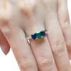 JR0123L - Emerald and Blue Sapphire Ring set in 18K White Gold Setting