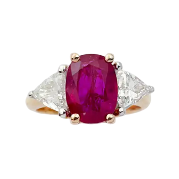 JR0212N - Ruby with Diamond Ring set in 18K Rose Gold Setting