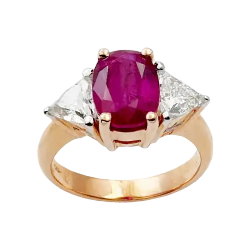 JR0212N - Ruby with Diamond Ring set in 18K Rose Gold Setting