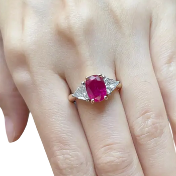 JR0212N - Ruby with Diamond Ring set in 18K Rose Gold Setting