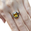 JR0440L - Cushion Yellow Sapphire with Blue Sapphire Ring set in 18K Gold Setting
