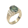 JR0255M - Green Sapphire with Diamond Ring set in 18K Gold Setting