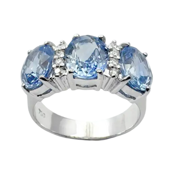 JR0444L - Pastel Blue Sapphire with Diamond Ring set in 18K White Gold Setting