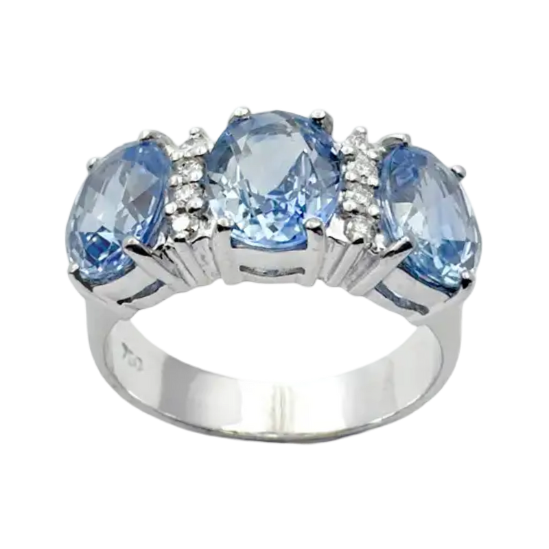 JR0444L - Pastel Blue Sapphire with Diamond Ring set in 18K White Gold Setting