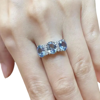 JR0444L - Pastel Blue Sapphire with Diamond Ring set in 18K White Gold Setting