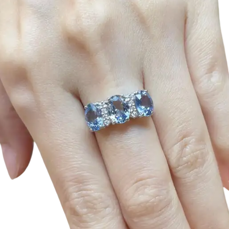 JR0444L - Pastel Blue Sapphire with Diamond Ring set in 18K White Gold Setting